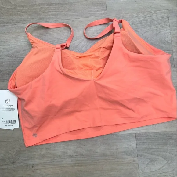Athleta Elevation V- Neck Crop Top Sports Bra D/DD, Coral Glow, size 3x NWT - Picture 5 of 6